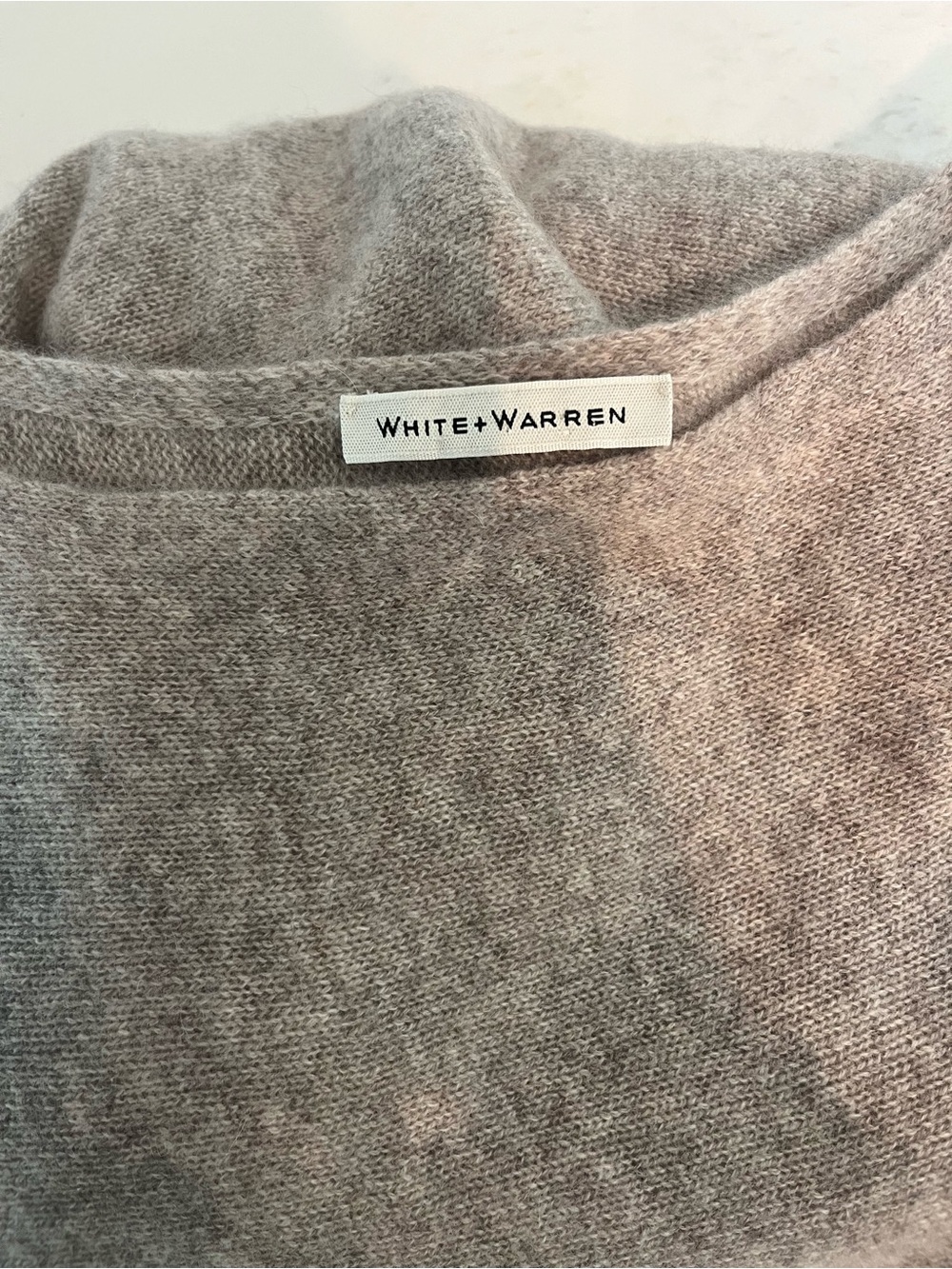 White + Warren Lightweight Crewneck Cashmere Shawl in Taupe Heather